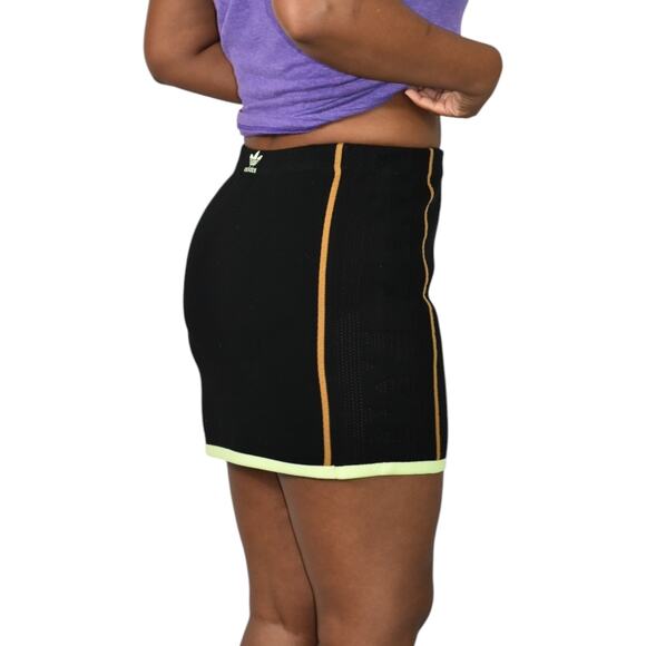 Adidas Ivy Park Knit Skirt Black Mini Logo Bodycon Neon Trefoil Drip 2.2 Small - Picture 8 of 16